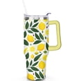thumbnail image 2 of 40oz Yellow Lemon Pattern Stainless Steel Flip Straw Tumbler Spill Proof Travel Cup Double Wall Vacuum Insulated Coffee Mug with Top Handle, 2 of 6