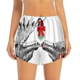 thumbnail image 3 of Uemuo Moose Kissing Under Mistletoe Pattern Women's Athletic Shorts High Waisted Running Shorts with Liner Pockets Gym Elastic Workout Shorts-X-Large, 3 of 9