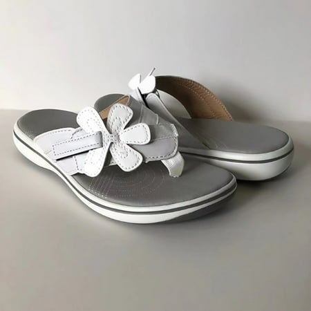 

Women s Shoes Flat Low-heeled Floral Flip Flops Sandals Casual Beach Slippers
