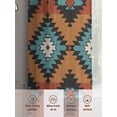 thumbnail image 6 of Aztec Tribe Sheer Curtains 45 Inches Long 2 Panels Blue Rhombus Geometric Pattern Orange Background Light Filtering Semi Sheer Window Curtains Drapes for Bedroom Living Room 52"x45", 6 of 7