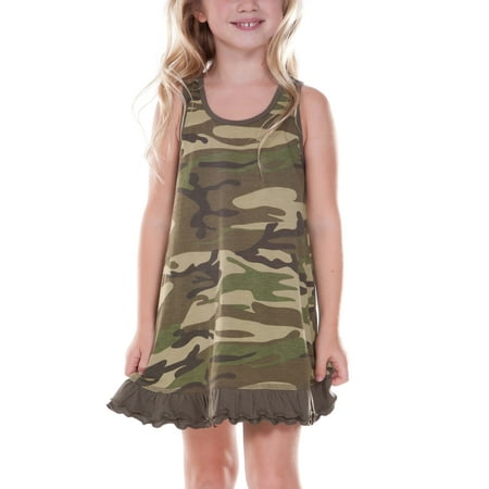 Kavio! Little Girls 3-6X Camouflage A-Line Tank Dress Camo Army Green 3