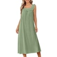 thumbnail image 4 of Admvng Women's Nightgown Sleeveless Square Neck Pajama Ruffled Straps Casual Sleep Dress, 4 of 9