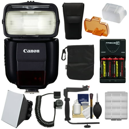 Canon Speedlite 430EX III-RT Flash with Bracket & Cord + Soft Box + Batteries & Charger +