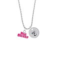 thumbnail image 2 of Delight Jewelry Silvertone Hot Pink ''Big Sister'' with Heart Silvertone Script Initial Disc - E - Charm Necklace, 20"+3", 2 of 4