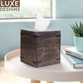 thumbnail image 6 of Luxe Designs | Set of 2 Dark Burnt Wooden Square Tissue Box Cover/Tissue Dispenser/Napkin Holder - Slide-Out Bottom - Home & Farmhouse Décor, 6 of 8