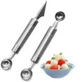 thumbnail image 1 of Cuchara para melón de 2 piezas, formas de cortador de frutas de acero inoxidable, herramienta multifuncional para tallar cucharas de melón para ensaladas de frutas DIY, 1 of 5