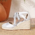 thumbnail image 6 of Pandaie Closed Toe Sandals for Women 3.35 Inch Wedge Platform Espadrilles Heels Lace up Summer Beach Dressy Walking Shoes Size 6-10, 6 of 8