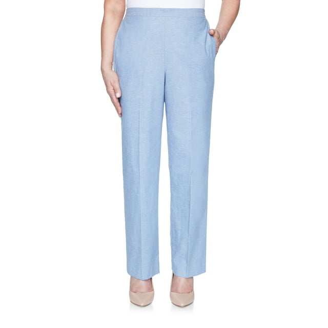 Alfred Dunner Womens Petite Chambray Straight Leg Medium Length Pant ...