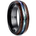 thumbnail image 1 of Anillos de tungsteno de 0.315 in para hombres y mujeres hawaianas con incrustaciones de madera de Koa cúpula azul centro alianzas de boda ajuste cómodo, 1 of 4