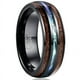 thumbnail image 1 of Anillos de tungsteno de 0.315 in para hombres y mujeres hawaianas con incrustaciones de madera de Koa cúpula azul centro alianzas de boda ajuste cómodo, 1 of 4