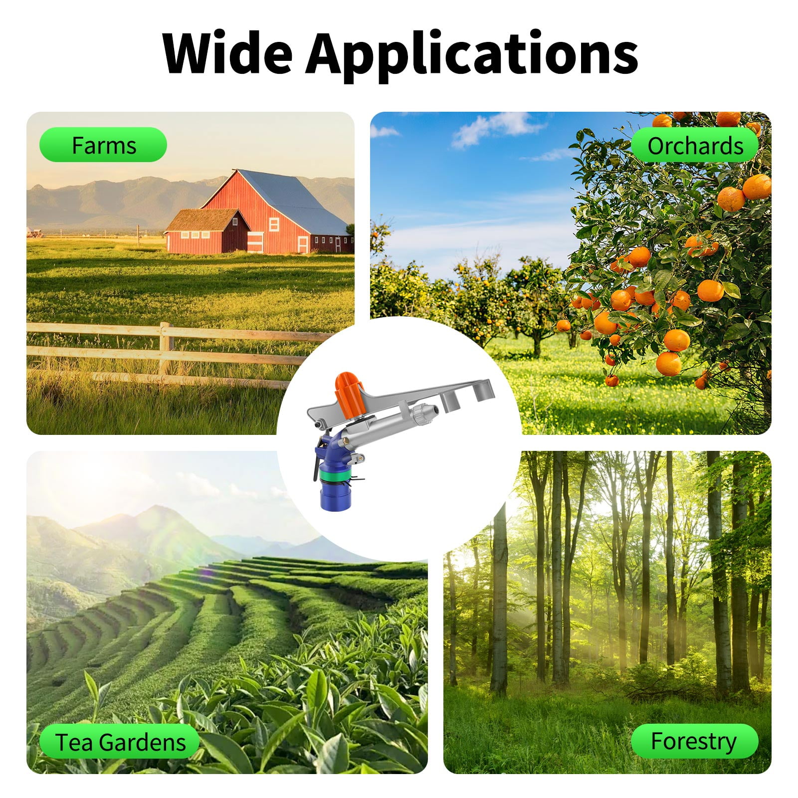 2.6in Large Area Irrigation Sprinkler Spray Gun Farm Lawn Water Sprinkler, Agriculture Irrigation Watering Sprinkler,36°-360°Large-Area Irrigation Spray Gun Garden Farm Watering Sprinkler