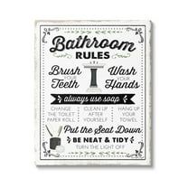 Stupell Industries Bathroom Rules Vintage List Typography Painting Gallery Wrapped Canvas Print Wall Art