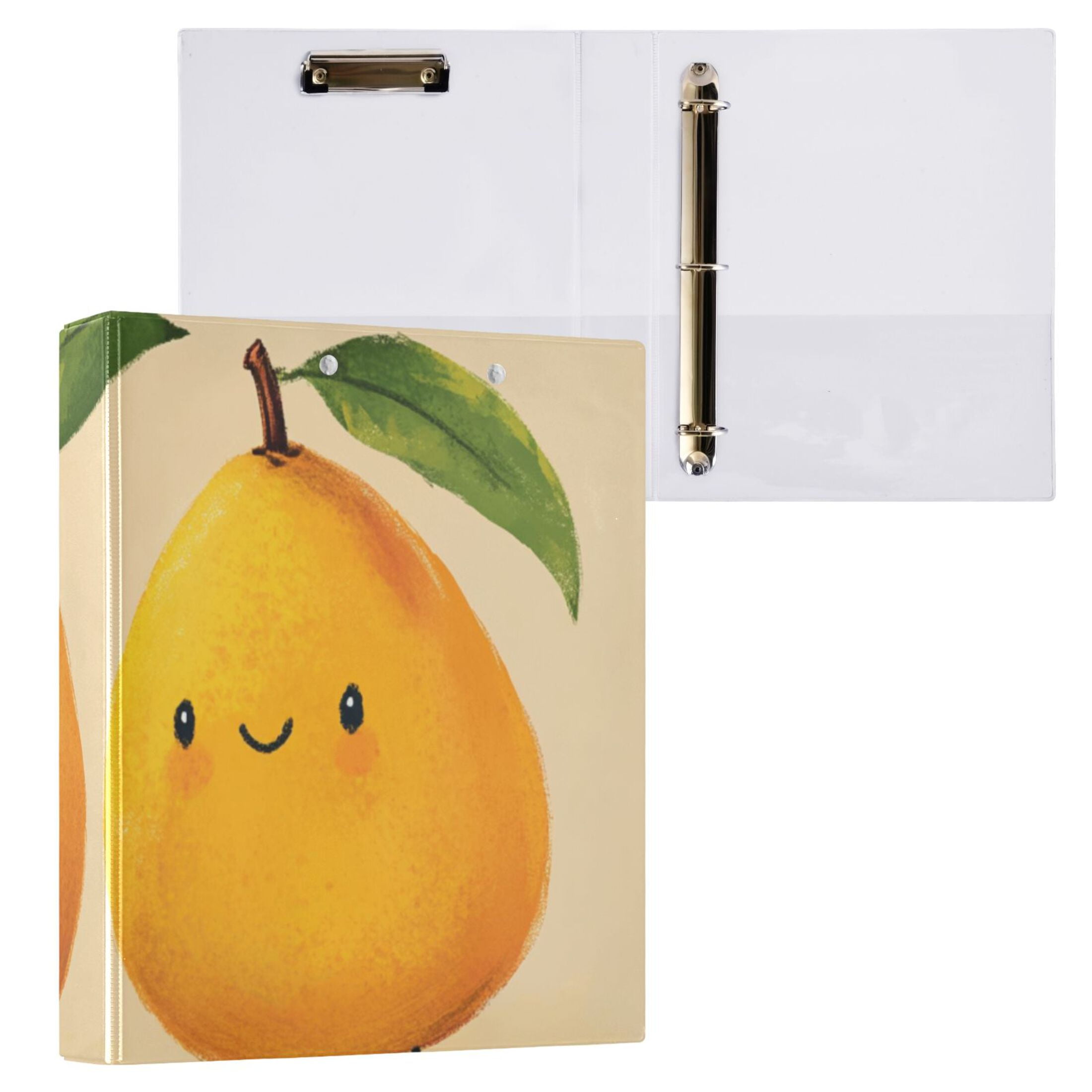 Cute Mangos 3 Ring Binders 1.5 inch Hardcover File Folders with Interior Pockets A4 Size Organizer for School Office Hospital