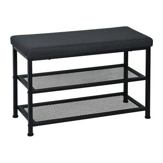 Banc de Rangement pour Chaussures Rembourré en Tissu, Étagère à Chaussures, Banc d'Entrée, Gris