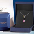 thumbnail image 5 of Gem Stone King 925 Silver and 10K Yellow Gold Pink Mystic Topaz and Lab Grown Diamond Pendant Necklace for Women | 1.35 Cttw | Gemstone November Birthstone | Oval 8X6MM | With 18 inch Chain, 5 of 6