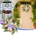 thumbnail image 4 of 12" Dahlia Flower Wreath for Front Door â Floral Wreath with Eucalyptus & Berries, All-Season Farmhouse Decor for Spring, Summer, Winter Indoor/Outdoor Porch & Wall, 4 of 9