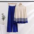 thumbnail image 3 of Conjunto de 2 piezas para mujer, Jersey de punto de manga larga, Top y pantalones de pierna ancha, 3 of 5