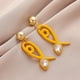 thumbnail image 4 of HomeKingdee 2 Pcs Yellow Plastic Fishtail Water Drop Line Earrings with Diamond - Cute Small Fresh Fashion Earrings for Women for Wedding Anniversary Christmas Valentine Birthday Thanksgiving Gift, 4 of 5