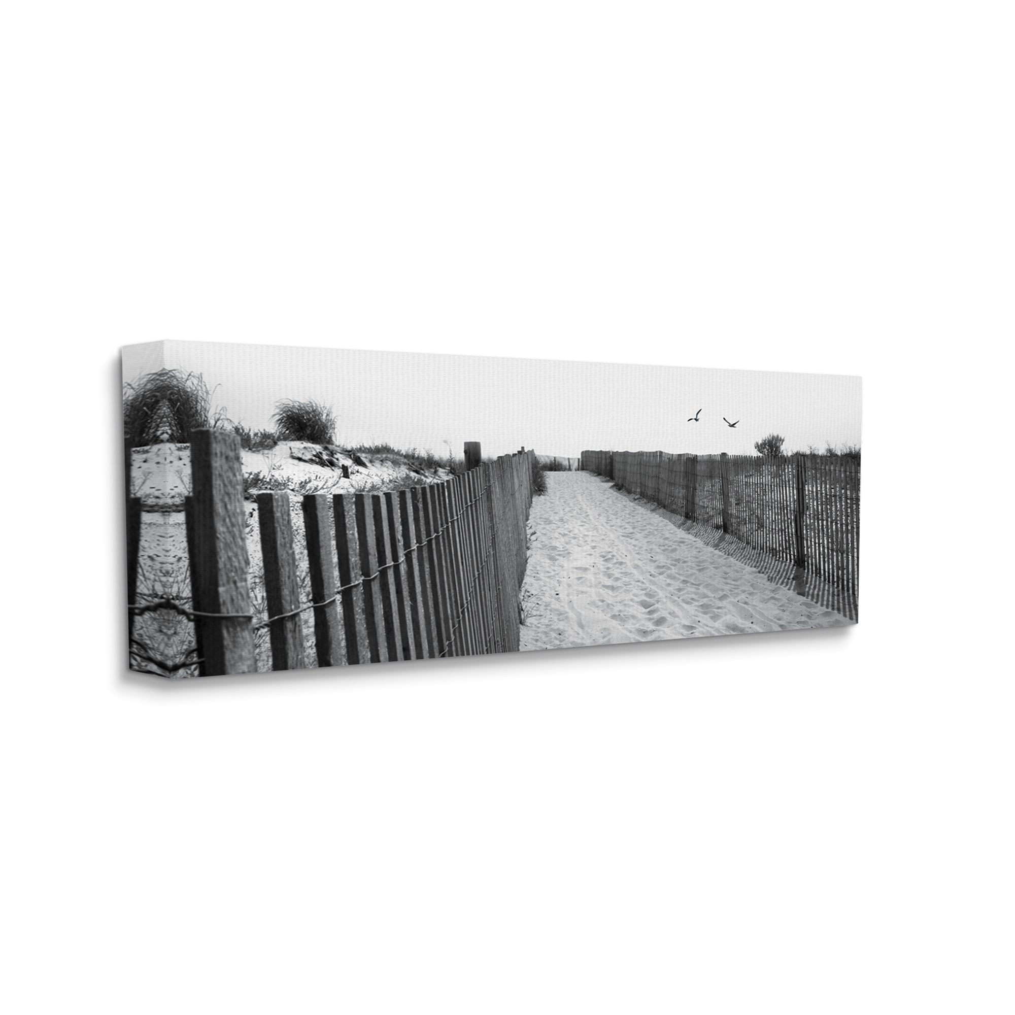 Stupell Sandy Beach Boardwalk Overhead Seagulls Landscape Photography Gallery Wrapped Canvas Print Wall Art