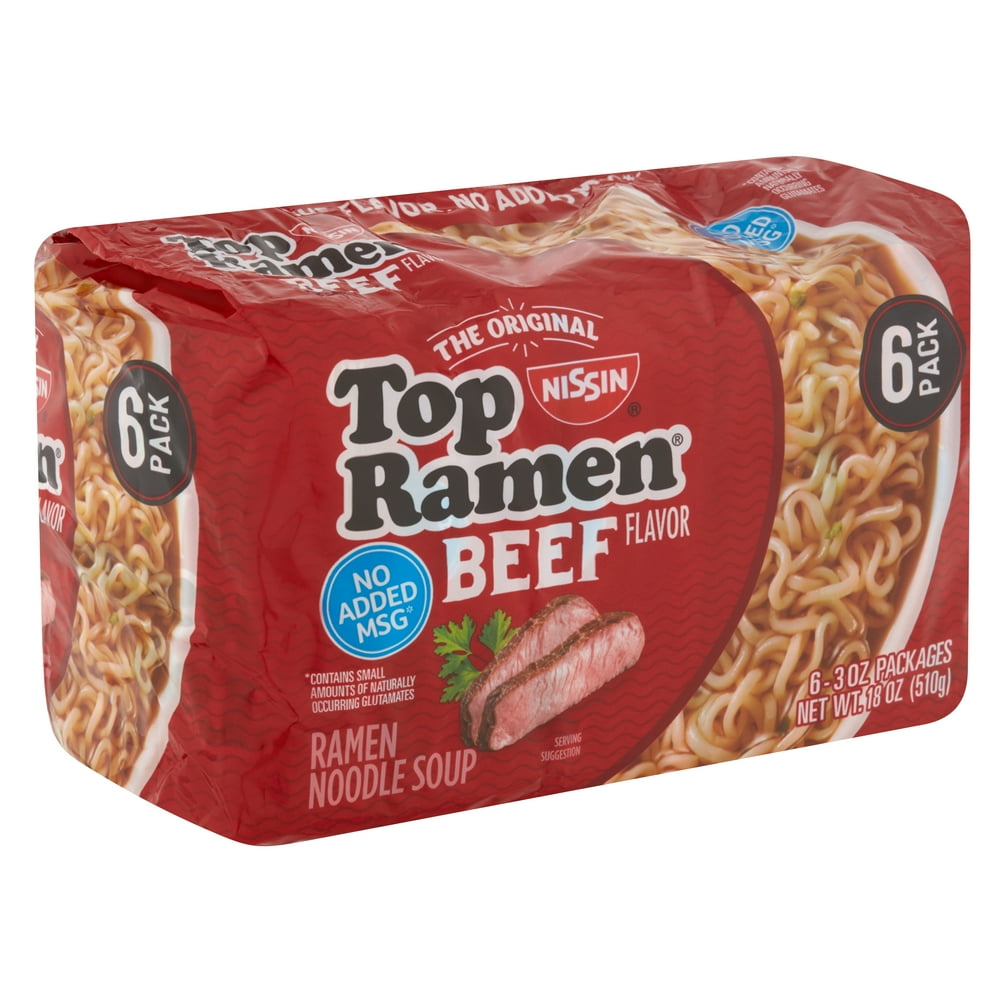 Nissin The Original Top Ramen Beef Flavor Ramen Noodle Soup, 3 oz, 6
