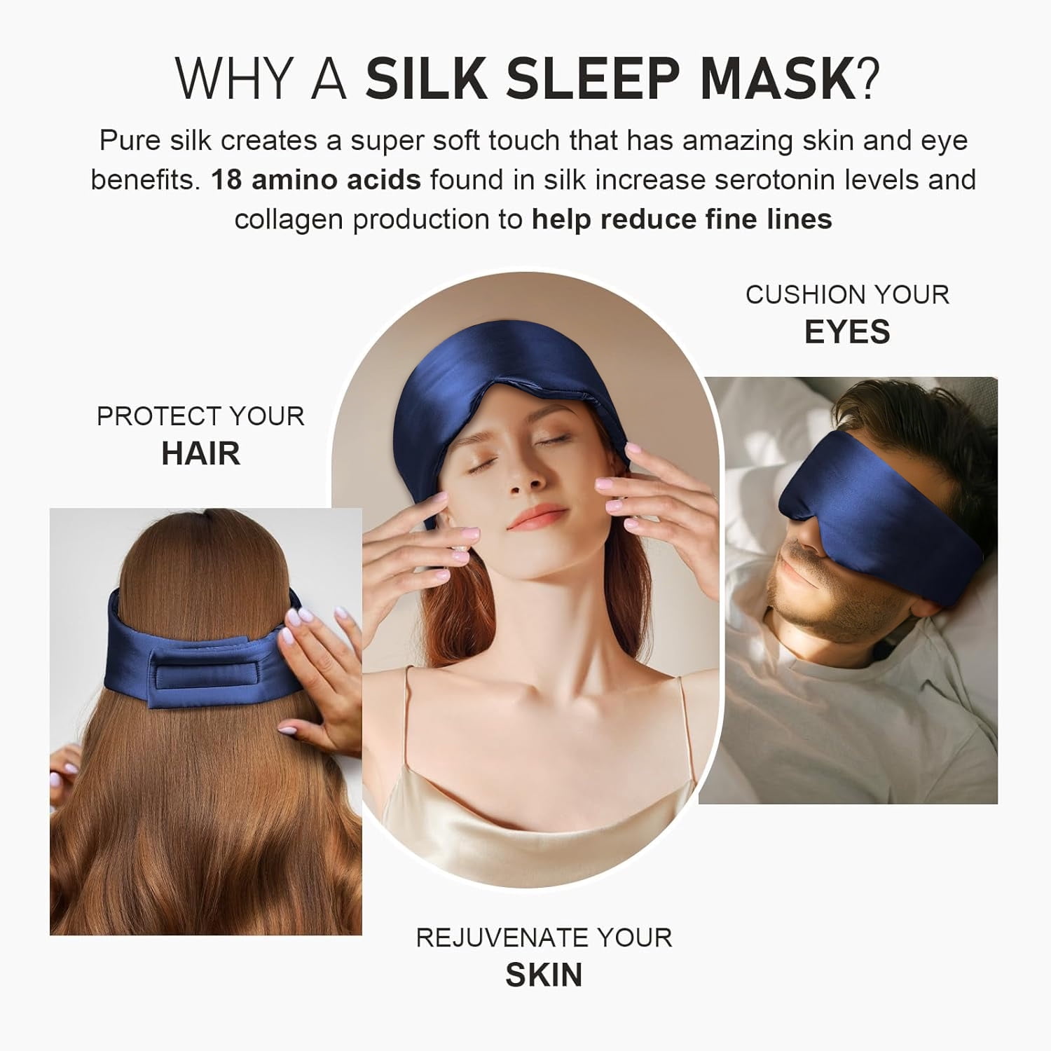 FACEMOON Silk Smooth Feel Secure Fit Blackout Sleep Eye Mask for Insomnia