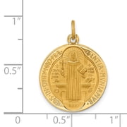 14k Polished and Satin Solid Round Reversible St. Benedict Medal Pendant XR1789