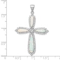thumbnail image 2 of FJC Finejewelers 925 Sterling Silver d White Created Opal and CZ Border Cross Charm 48 x 32 mm, 2 of 6