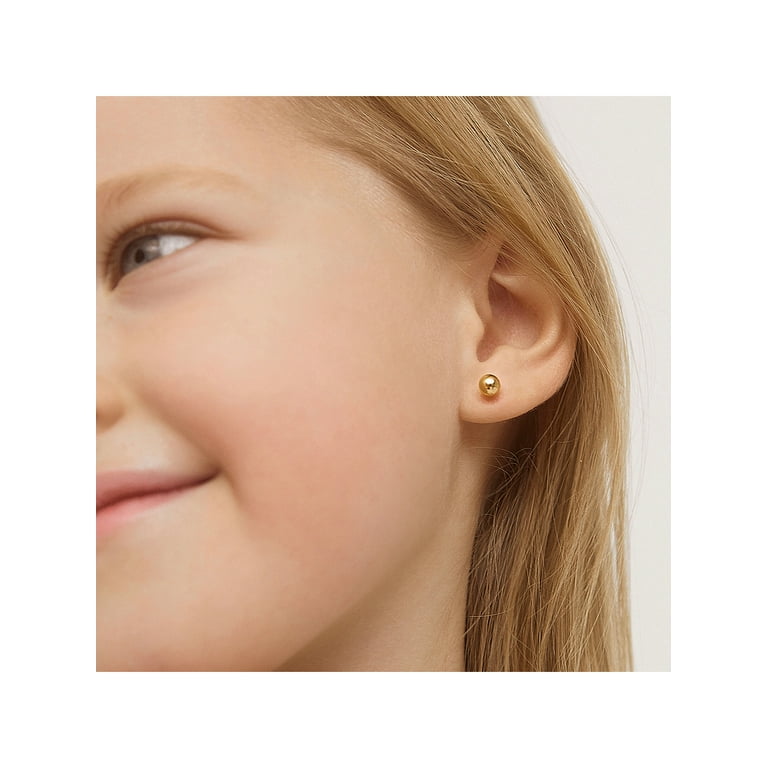 Baby Girls' Classic Ball Screw Back 14K Yellow Gold Earrings - 4mm - in Season Jewelry