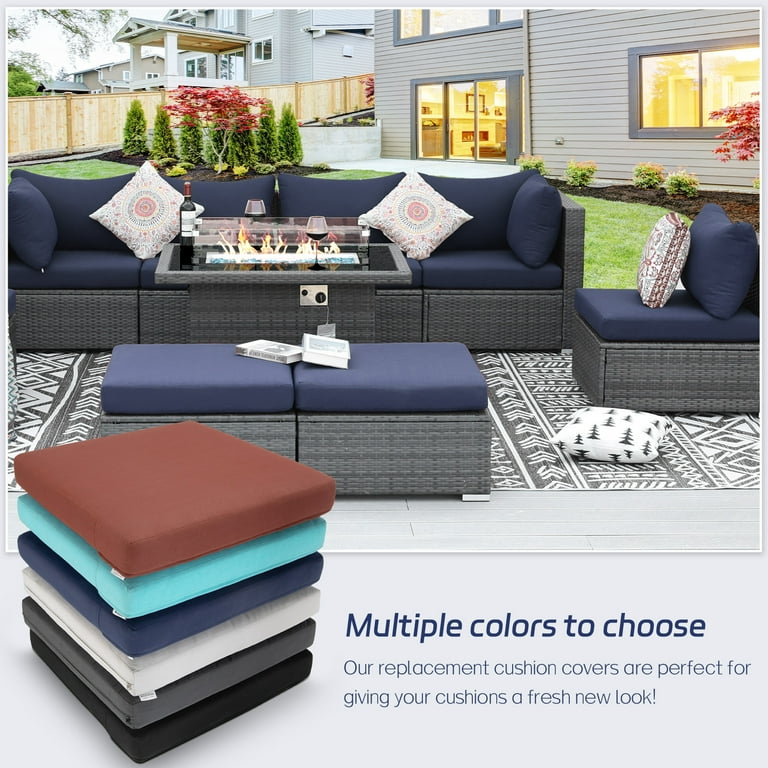 NICESOUL Navy Blue Patio Cushion Covers Water Resistant Zipped Olefin Outdoor Sofa Chair Cushions Set of 8 27 x 27 Walmart