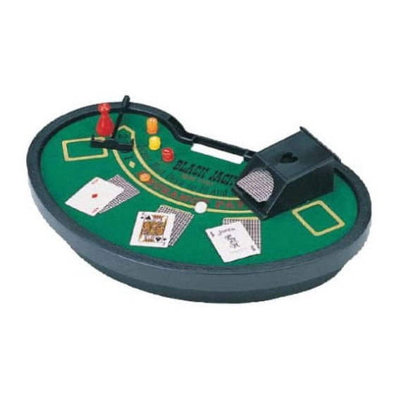 Mini Blackjack Table with Cards, Chips, Sweeper & Dealer Shoe