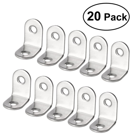 OFFIGAM Stainless Angle Bracket, 90 Degree, L Shape, Silver, Round End, for Connecting 20Pcs