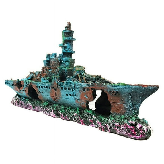 Large Broken Boat Shape Aquarium Decoration Fish Tank Separated Sunk Shipwreck Floating Wreck Ornaments Home Decor