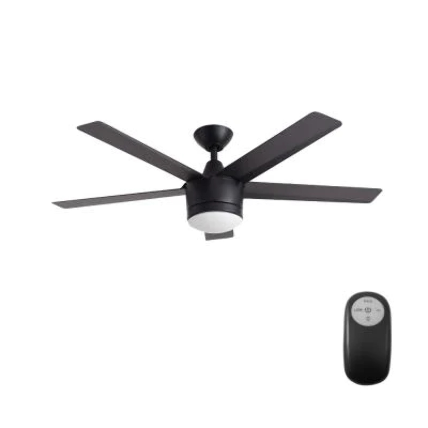 Home Decorators Merwry 52 Inches Integrated LED Indoor Matte Remote Control Ceiling Fan Matte Black - image 2 of 2