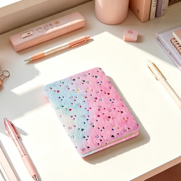 Cuaderno de tela con cubierta de felpa suave – Agenda escolar de tacto suave, páginas rayadas para notas diarias, tareas y escritura.