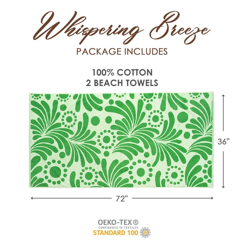 Evimpex 100%-Cotton 2pcs/SET Beach & Pool Towels - Large Cotton Towels for Pool, Beach, Bath, Gym & More - Soft, Absorbent & Oversized Beach Towels 36” x 72”