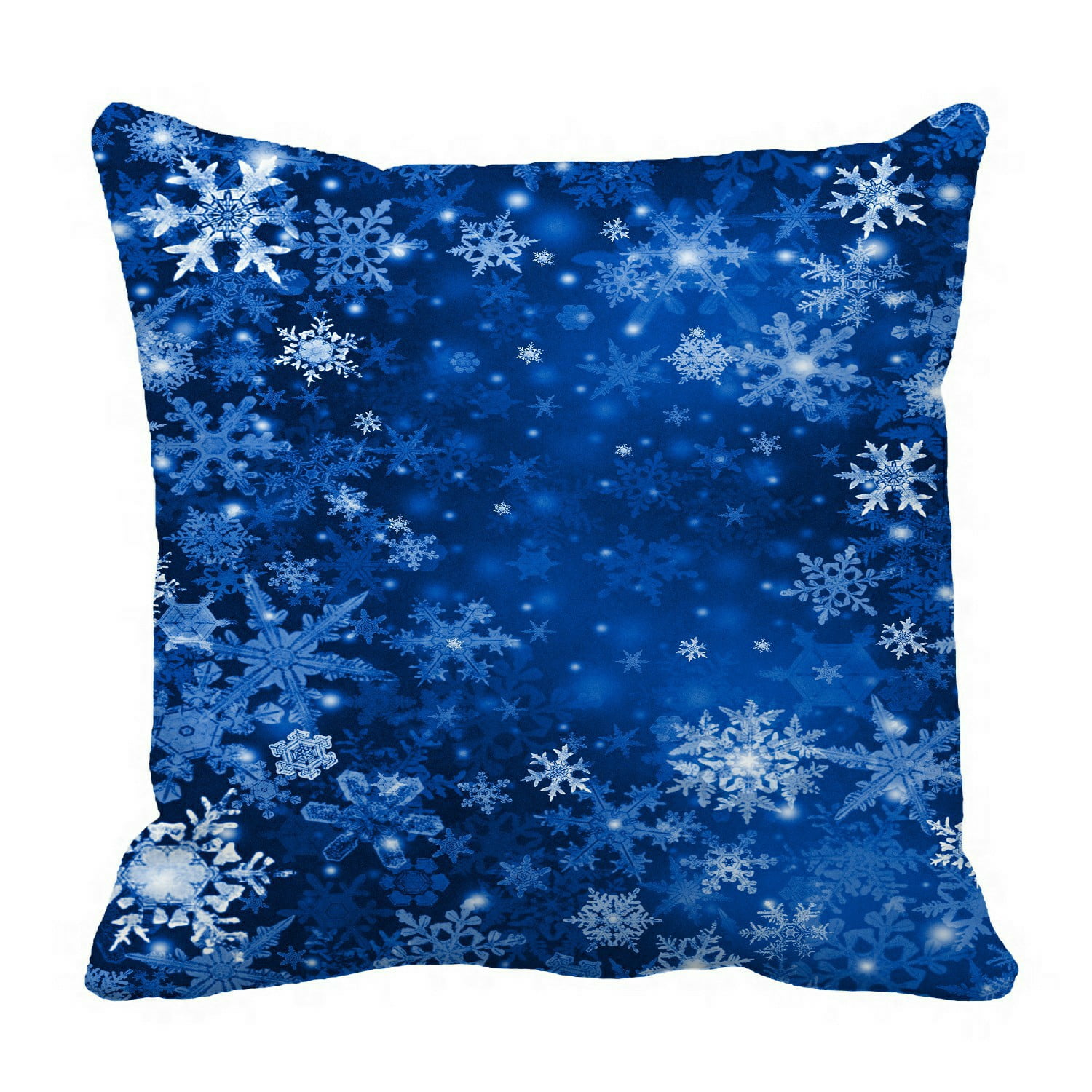 ECZJNT White blue snowflakes dark blue Pillow Case Cover Set 16x16 Inch