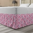 thumbnail image 1 of Foliage Bed Skirt, Tropical Themed Hand Drawn Like Exotic Palm Leaves Patterns Nature Scene, Elastic Bedskirt Dust Ruffle Wrap Around for Bedding Decor, 4 Sizes, Hot Pink Dark Magenta, by Ambesonne, 1 of 2