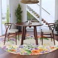 thumbnail image 3 of Large Round Rug 8Ft Washable Non-Slip, Pink Orange Flowers Circle Area Rugs for Living Room Bedroom, Spring Floral Farmhouse Botanical Rustic Indoor Floor Mats Carpet Runner for Home Decor, 3 of 8