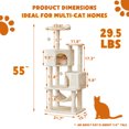 thumbnail image 3 of Quuzee 55-in Cat Tree Tower with Double Condo,Scratching Post Hammock, Beige, 3 of 9