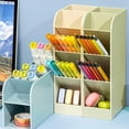 thumbnail image 2 of Desk Pen Pencil Container Home Office Desktop Decorations Shelf Pen Holder Shelf, 2 of 10