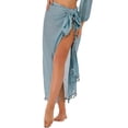 thumbnail image 2 of Summer Savings 2025 Pitauce Beach Cover Ups for Women Solid Color Casual Tassel Long Bikini Wrap Skirt Summer Sun Protection Vacation Swimsuit Coverups on Clearance, 2 of 5