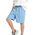 thumbnail image 4 of NAISIBABY Boys Thin Denim Shorts, High Rise with Pockets Summer Baggy Kids Trendy Casual Shorts Light Blue Size 14, 4 of 8