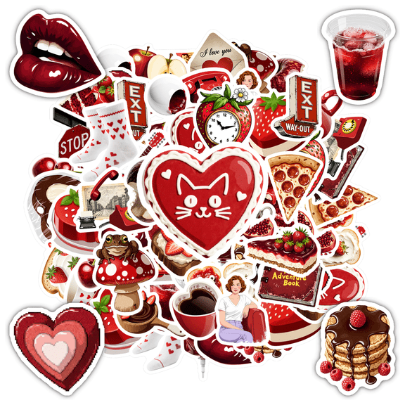 35pcs Food Stickers Stationery Love Stickers Retro Stickers for Notebooks Luggage Phone