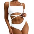 thumbnail image 2 of Daisyyozoid Womens Swimwear Clearance Bikini Solid Splicing Two-piece Beachwear Set, 2 of 5