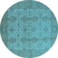 thumbnail image 1 of Ahgly Company Indoor Round Oriental Light Blue Traditional Area Rugs, 6' Round, 1 of 4