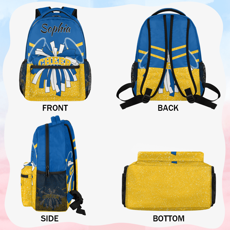 cheerleading coach backpack Jiaoprinted Custom Blue Yellow Cheer Backpack for Cheerleader, Personalized Cheerleading  Backpack, Coach Daypack for Cheer Team Gifts