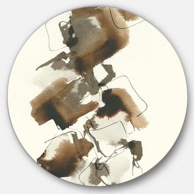 Designart 'Gold Glam Squares I' Art Mural Cercle en Métal - Disque de 36