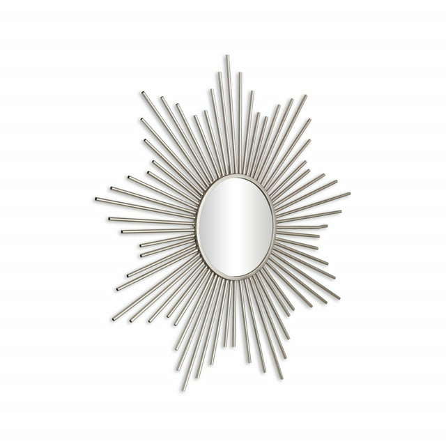Miroir Mural au Design Éclat de Soleil en Métal Argenté Frappant