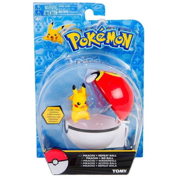 Pokemon Clip n Carry Pokeball Pikachu & Repeat Ball Figure Set