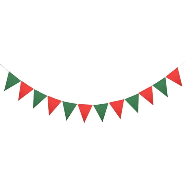 Injueey Guirnalda de banderines de tela: colores vibrantes para fiestas divertidas y animadas, banderines de aplicación amplia Kits de decoración para fiestas Verde rojo